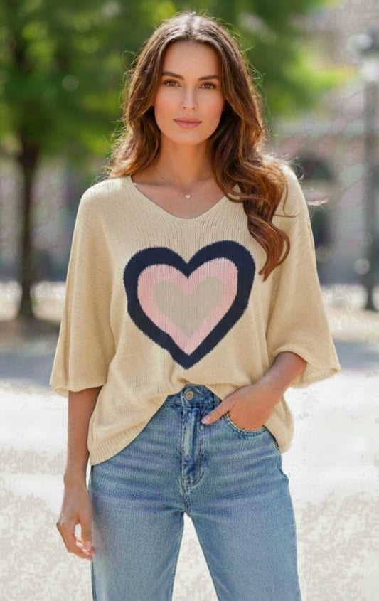 PASTEL HEART KNIT - 10-16 - CREAM