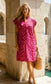 COTTON FLORAL DRESS - 10-14 - FUSCHIA