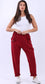 SLOUCH POCKET COTTON PANTS - BURGUNDY - 10-16