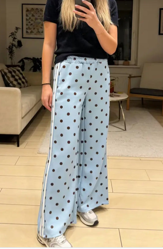 POLKA DOT SIDE STRIPE PALAZZO - 10-16 - BLUE