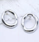 OPEN OVAL STUD EARRINGS- SILVER