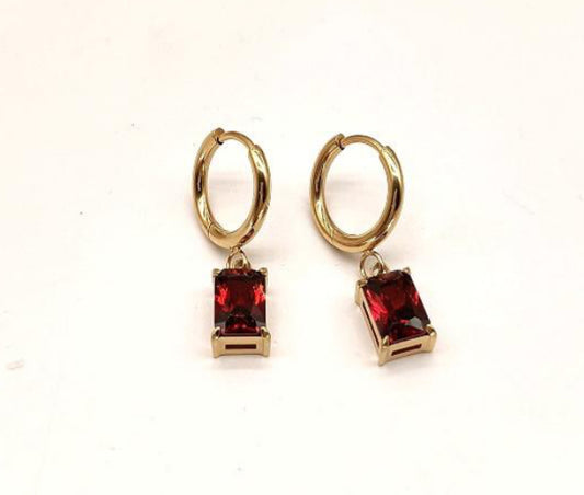 DROP HUGGIE EARRING - BURGUNDY