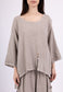 COTTON/LINEN BLEND DIP HEM TOP - 10-16 - TAUPE