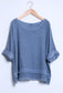 LAYERED HEM LINEN TOP - 10-16 - BLUE