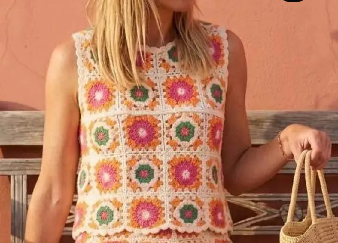 COTTON CROCHET TANK - 8-12