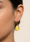 CRYSTAL HUGGIE EARRINGS- YELLOW