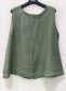 LINEN BUTTON BACK TANK - 8-12