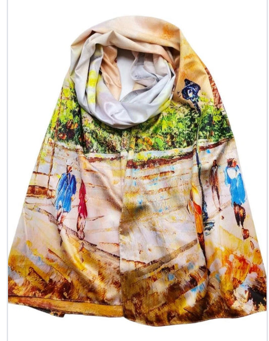 DOUBLE SIDED SILK FEEL SCARF