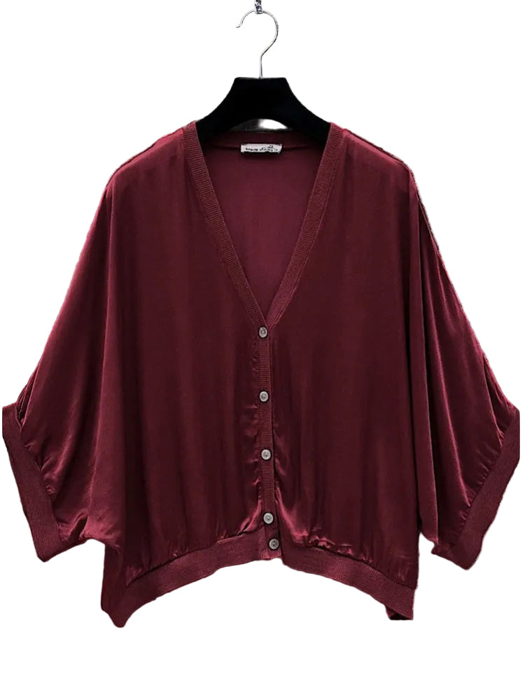 SATIN CARDI - 10-16 - BURGUNDY