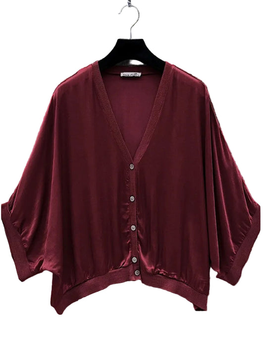 SATIN CARDI - 10-16 - BURGUNDY