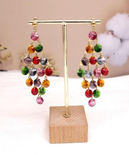 MULTI GLASS BEAD STATEMENT EARRINGS