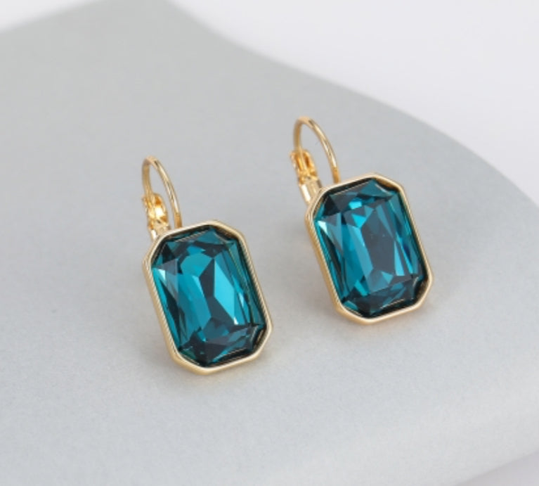 CRYSTAL DROP EARRINGS - TEAL