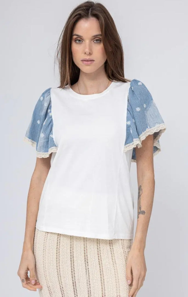 COTTON EMBROIDERY TEE - 8-14
