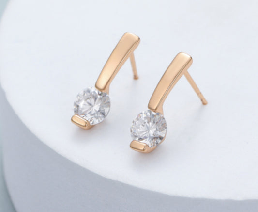 CRYSTAL GOLD DROP STUDS