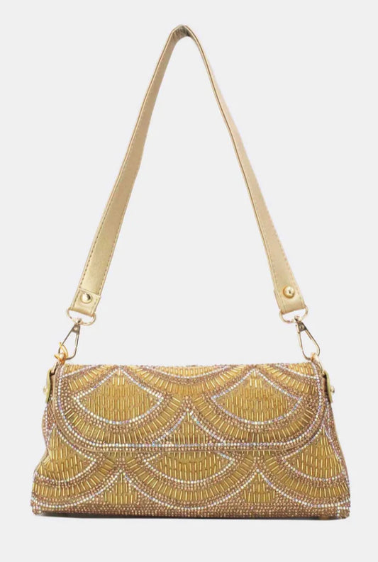 GOLD BEADED EVENING BAG