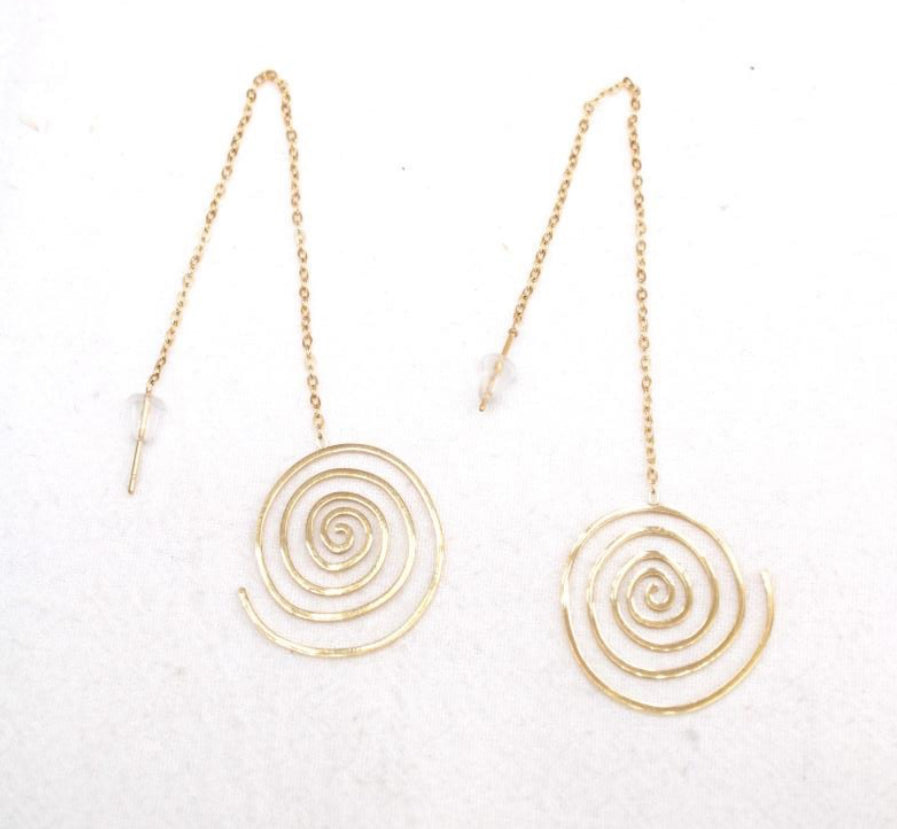 GOLD SWIRL THREADER EARRINGS