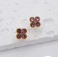 CRYSTAL FLOWER STUD EARRINGS- PINK