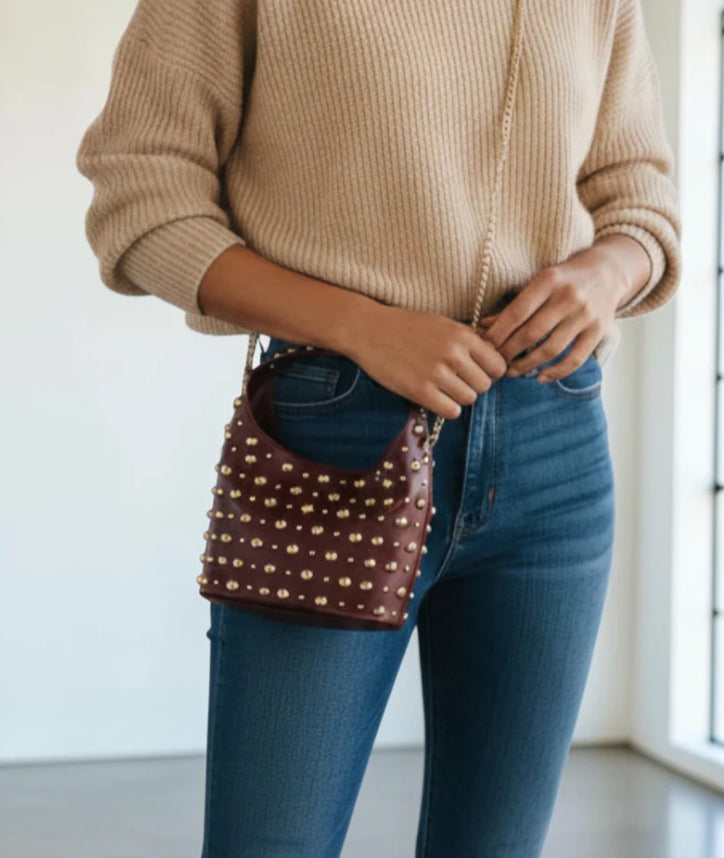 STUD CROSSBODY - BURGUNDY