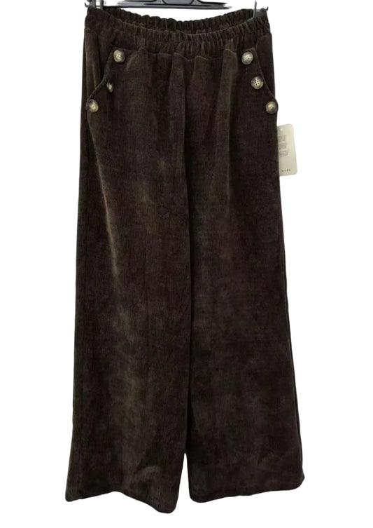 VELOUR PALAZZO- 10-16 - CHOCOLATE