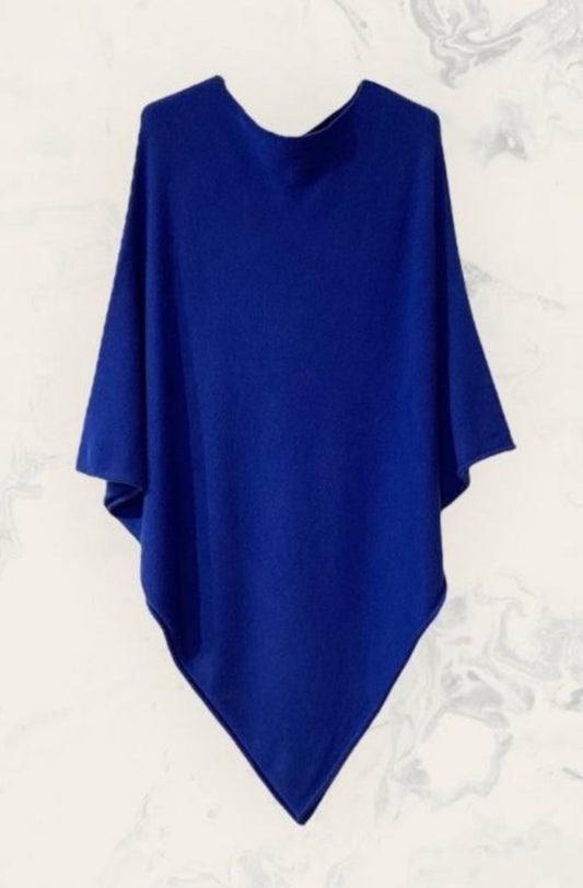 KNIT PONCHO - FREE SIZE - COBALT BLUE