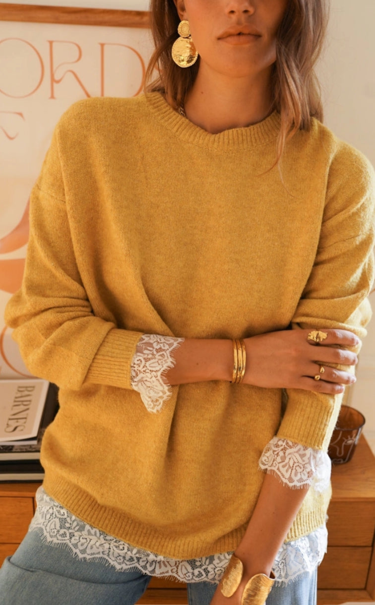 LACE BACK KNIT - 10-16 - MUSTARD