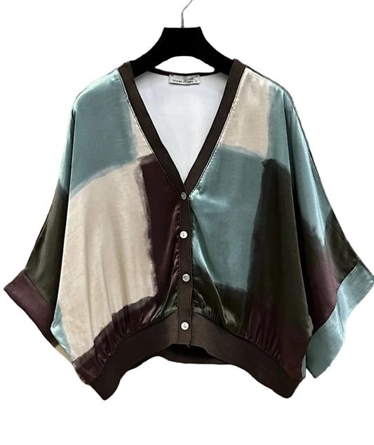 SATIN BLOCK COLOUR CARDI - 10-16