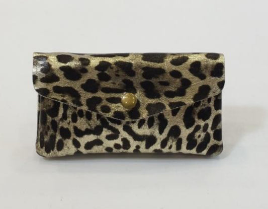 METALLIC ANIMAL PRINT WALLET- LEATHER