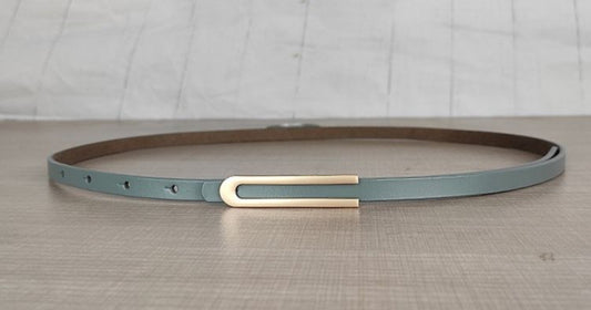 SLIM LEATHER BELT - SAGE