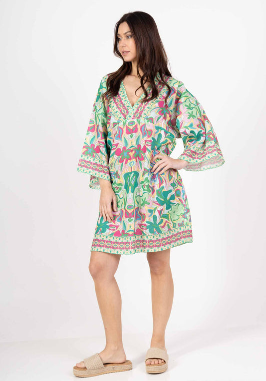 COTTON BLEND BEACH DRESS - 8-14 - GREEN