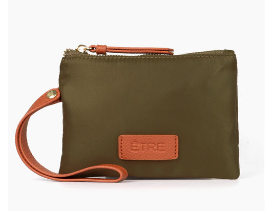 KHAKI NYLON WRISTLET PURSE