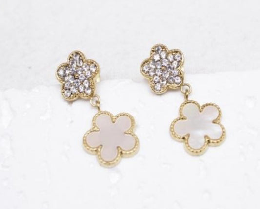 WHITE PETAL DROP EARRINGS