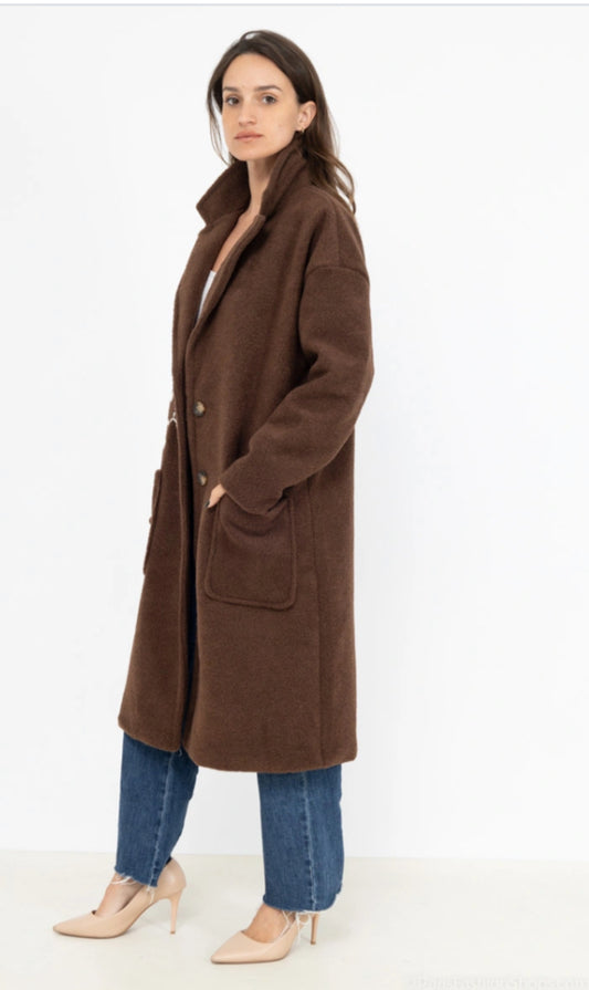 FLOWER TEDDY COAT - 8-14 - BROWN