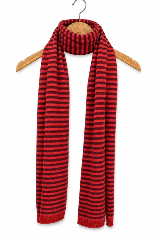 CASHMERE & MERINO WOOL STRIPE SCARF - RED