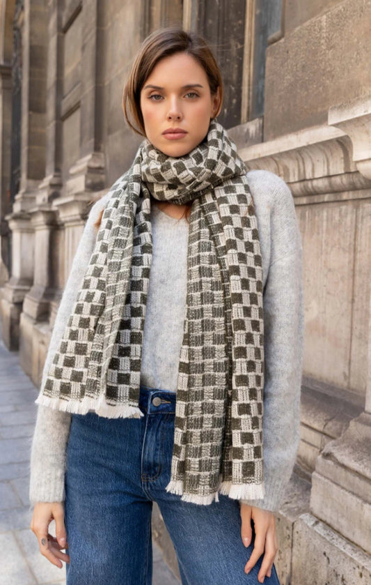 WOVEN COSY SCARF - KHAKI
