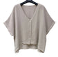COTTON LINEN BUTTON CARDI - 10-16
