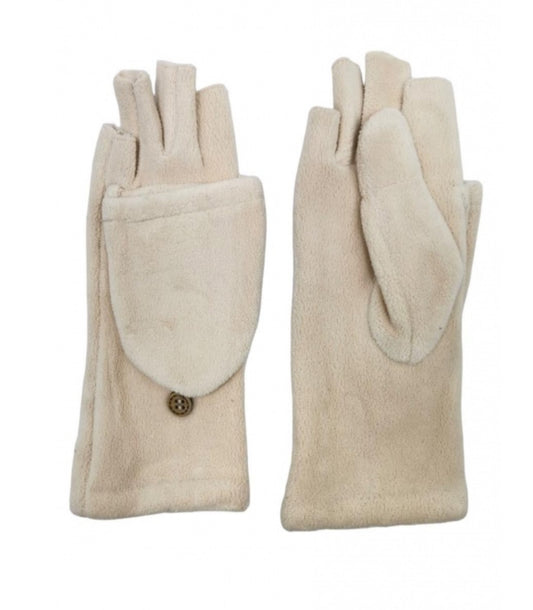 FLEECE MITTEN/FINGERLESS GLOVES - BEIGE