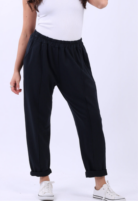 SEAM DETAIL COTTON JOGGER - BLACK - 10-16