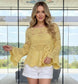 CROCHET BELL SLEEVE TOP - 8-14 - YELLOW