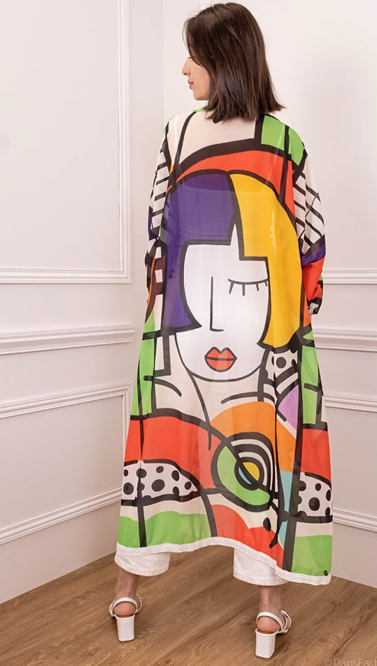ABSTRACT KIMONO- FREE SIZE