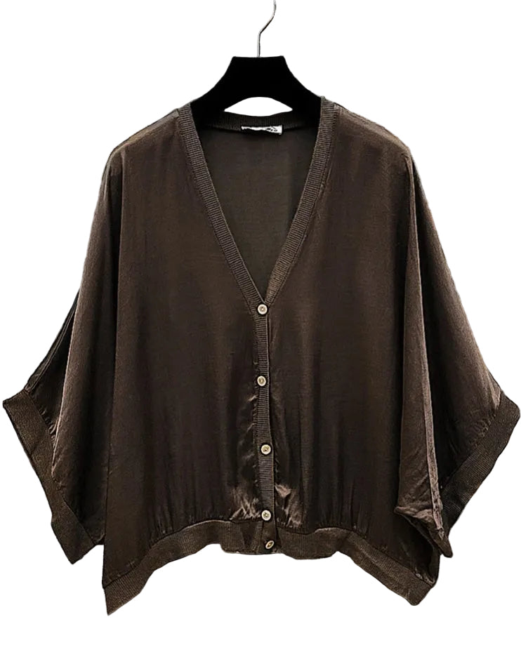 SATIN CARDI - 10-16 - CHOCOLATE