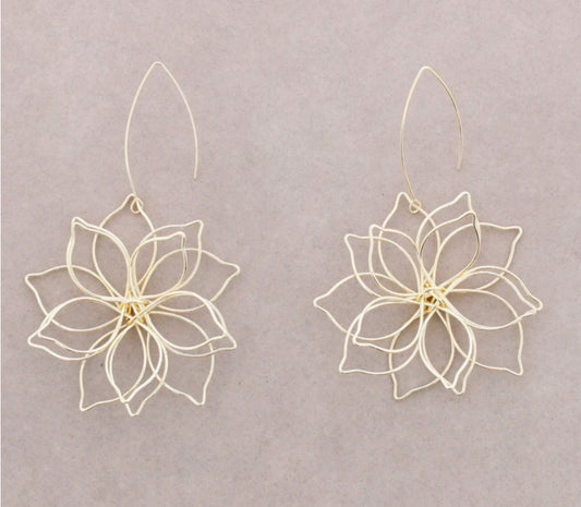 FLOWER STATEMENT EARRINGS - GOLD