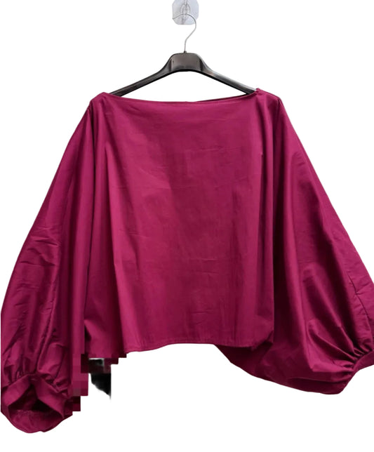 COTTON BLEND PUFF SLEEVE - 10-16 - MERLOT