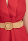 COTTON HALTERNECK BELTED DRESS - 8-12 - RED