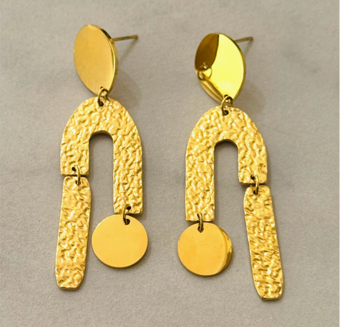 STAINLESS STEEL HAMMERED EARRINGS