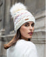 FLEECE LINED POM HAT - WHITE
