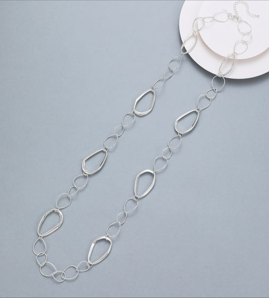 LONG SILVER LINKS NECKLACE