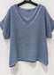 SEQUIN TRIM COTTON LINEN TOP - 10-16