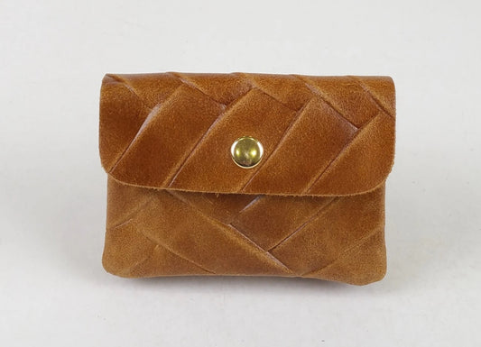EMBOSSED LEATHER CARD WALLET