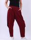 COCOON HEM COTTON BLEND PANTS - BURGUNDY - 12-16