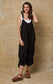LINEN BUCKLE JUMPSUIT - 8-14 - BLACK